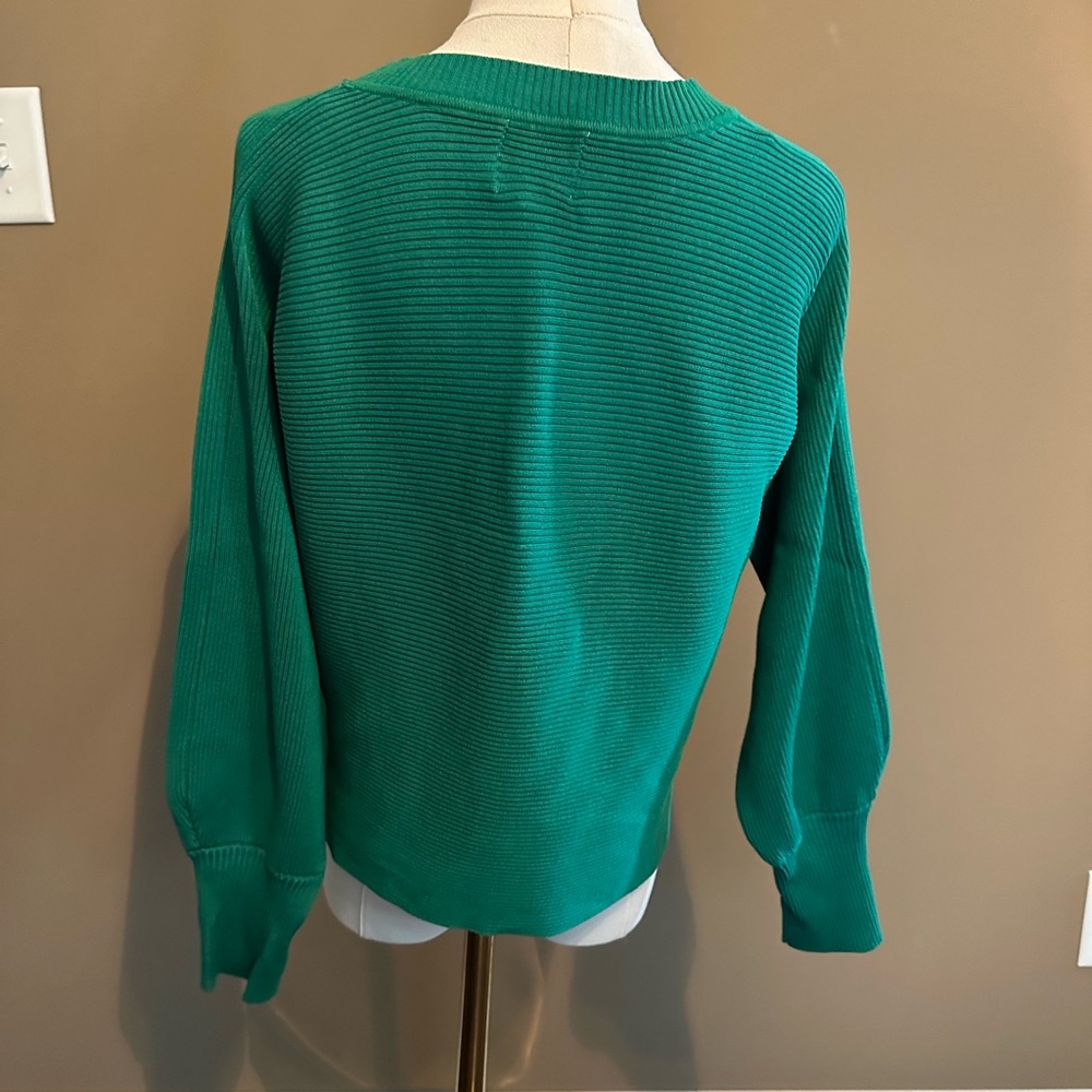 Pink Rose Green Ribbed Women's Sweater Size XL - Picture 2 of 6